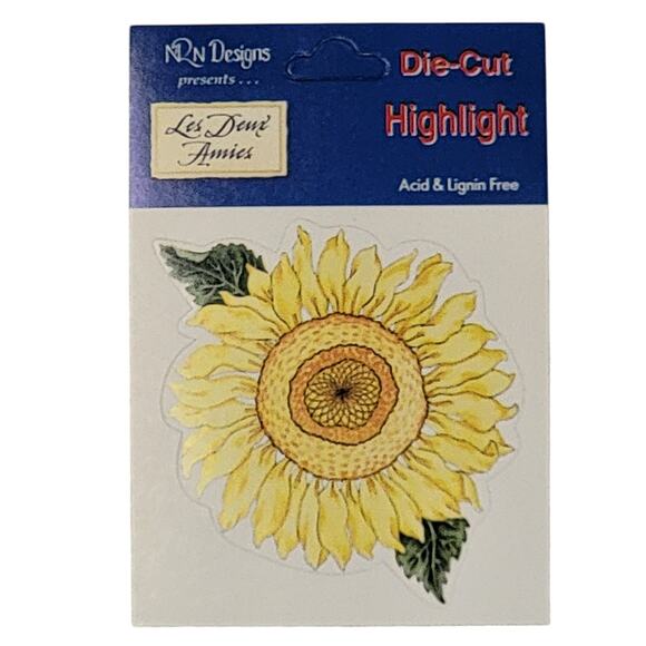 NRN Designs Flower Die Cut Stickers Lot of 3 Floral Rose Sunflower Hydrangeas - Picture 3 of 4